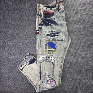Golden State Warriors Jeans Mens W36 L34 NBA Basketball Heritage UNK Distressed